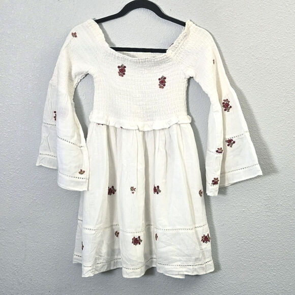 Free People Women’s Dress Boho Festival Embroidered Off-Shoulder Smocked Size S - Picture 3 of 14
